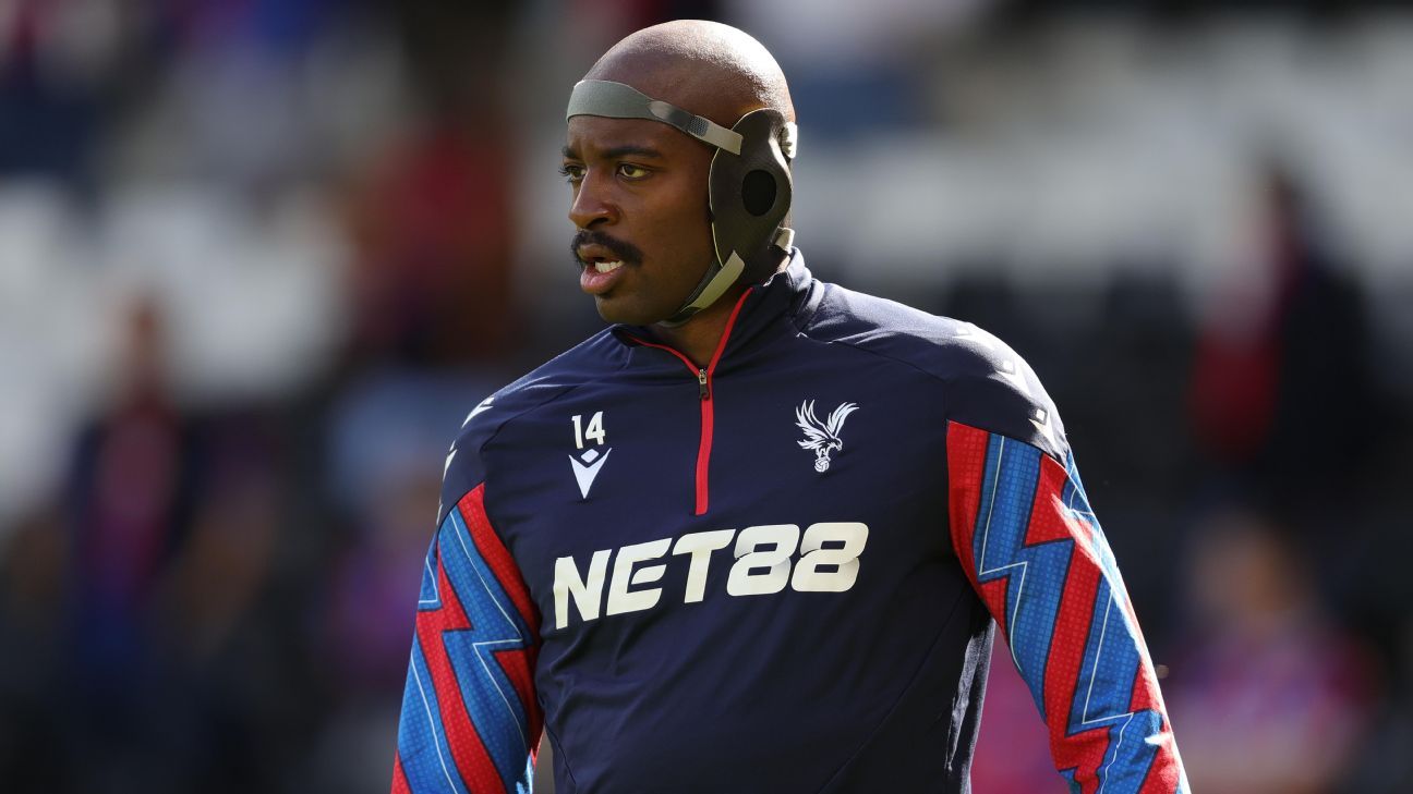 Jean-Philippe Mateta returns for Crystal Palace sporting protective headgear