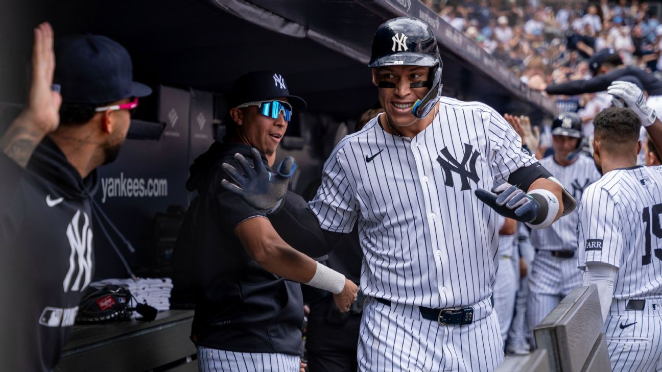 Yankees hit nine home runs — and Judge’s chase for 63 begins