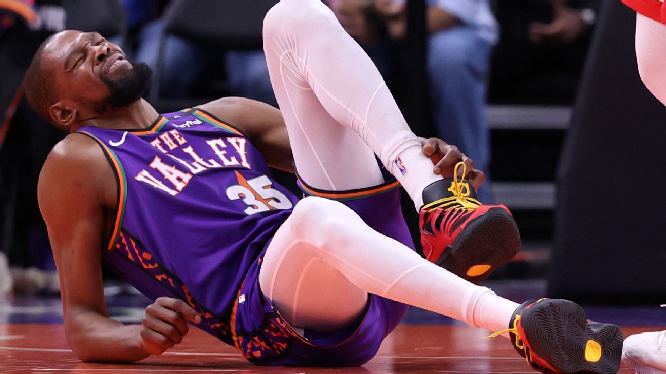 Kevin Durant exits Phoenix Suns’ loss with left ankle sprain