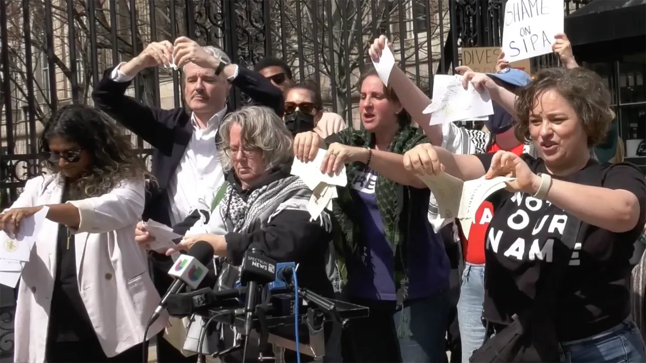 ‘Enraged’ Columbia University grads shred degrees in protest for Mahmoud Khalil