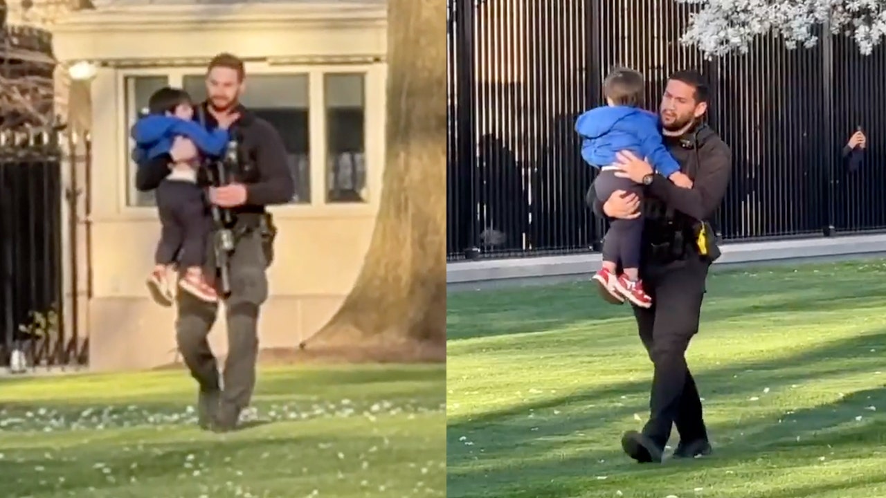 Child slips through White House fence on North Lawn in Washington DC