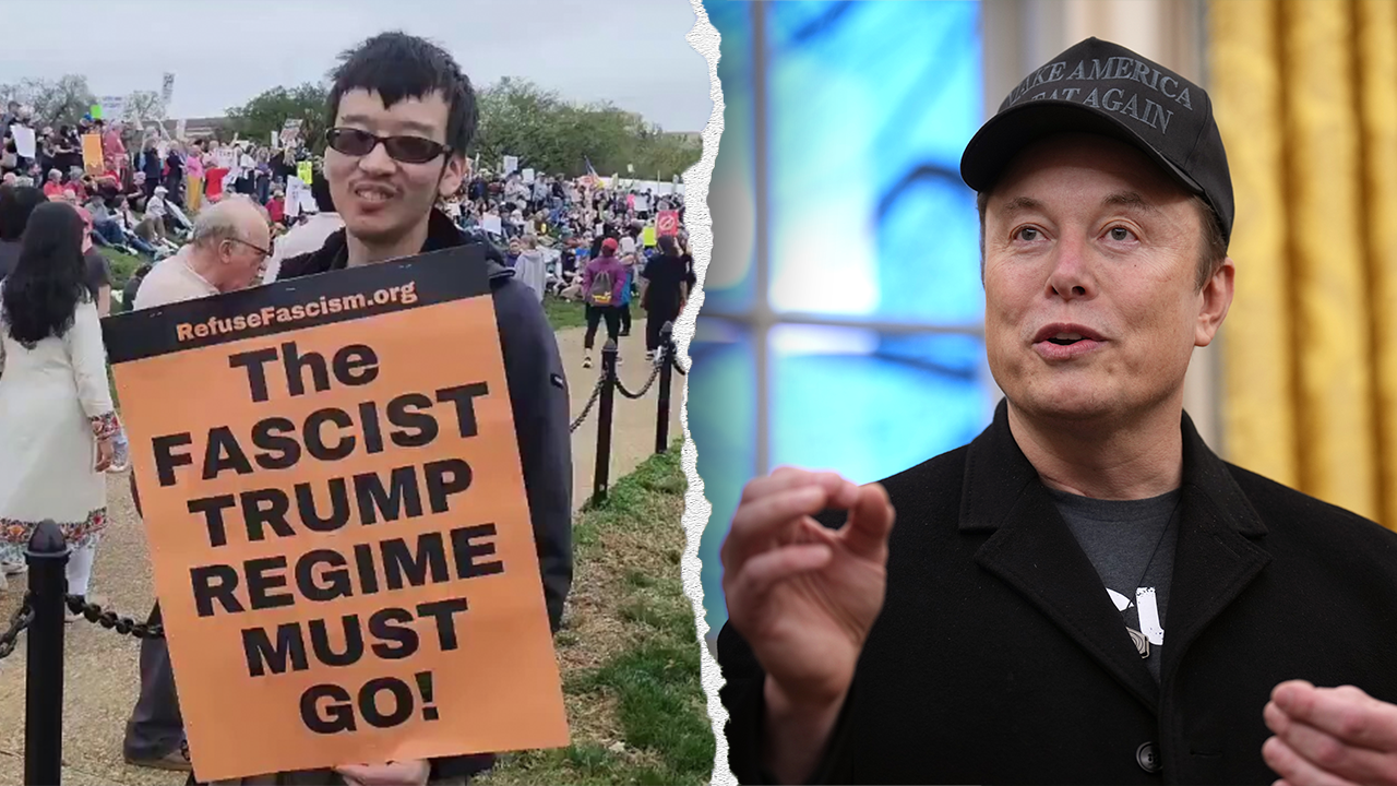 Musk slams ‘puppetmasters’ after protesters struggle to explain why they call Trump a ‘fascist’ in viral vid