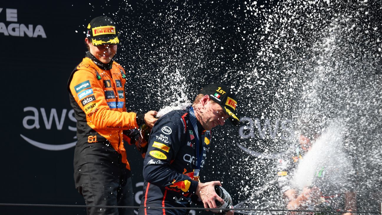Emilia-Romagna GP: Max Verstappen holds off McLarens to win at Imola