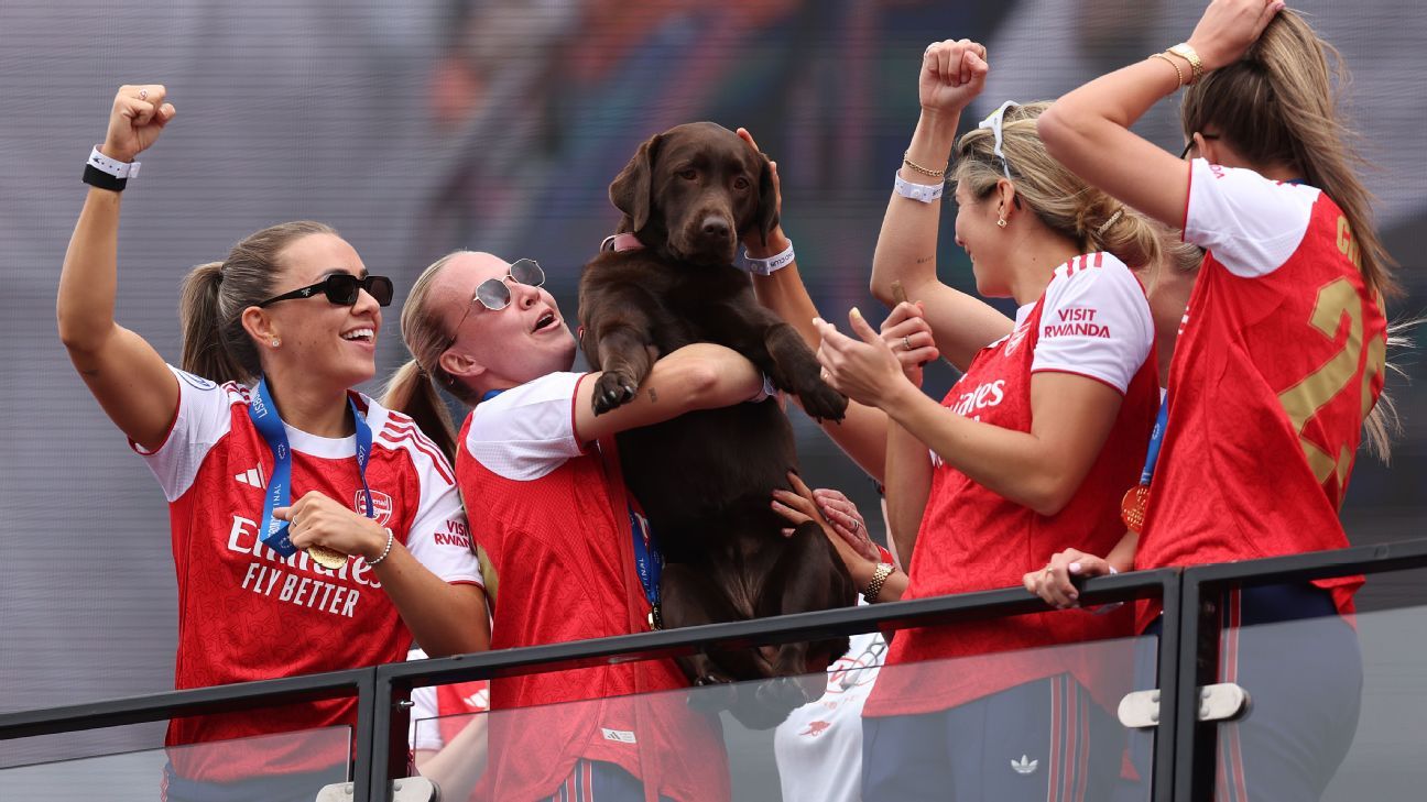 Arsenal celebrate Women’s Champions League triumph in north London
