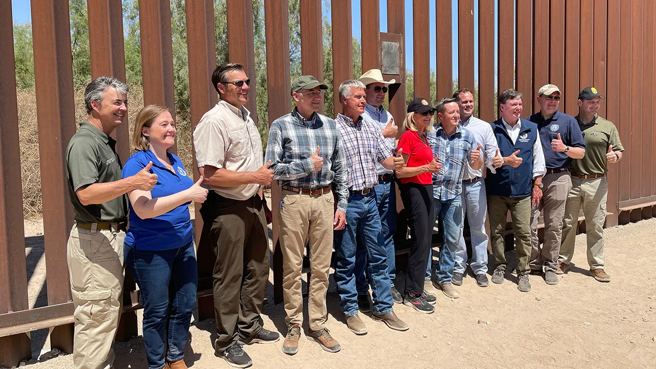 GOP attorneys general tout border security gains at Yuma wall after Trump return