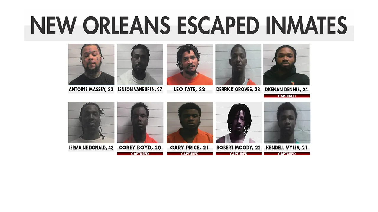 4 more arrested for helping inmates in New Orleans prison break, 5 still at large