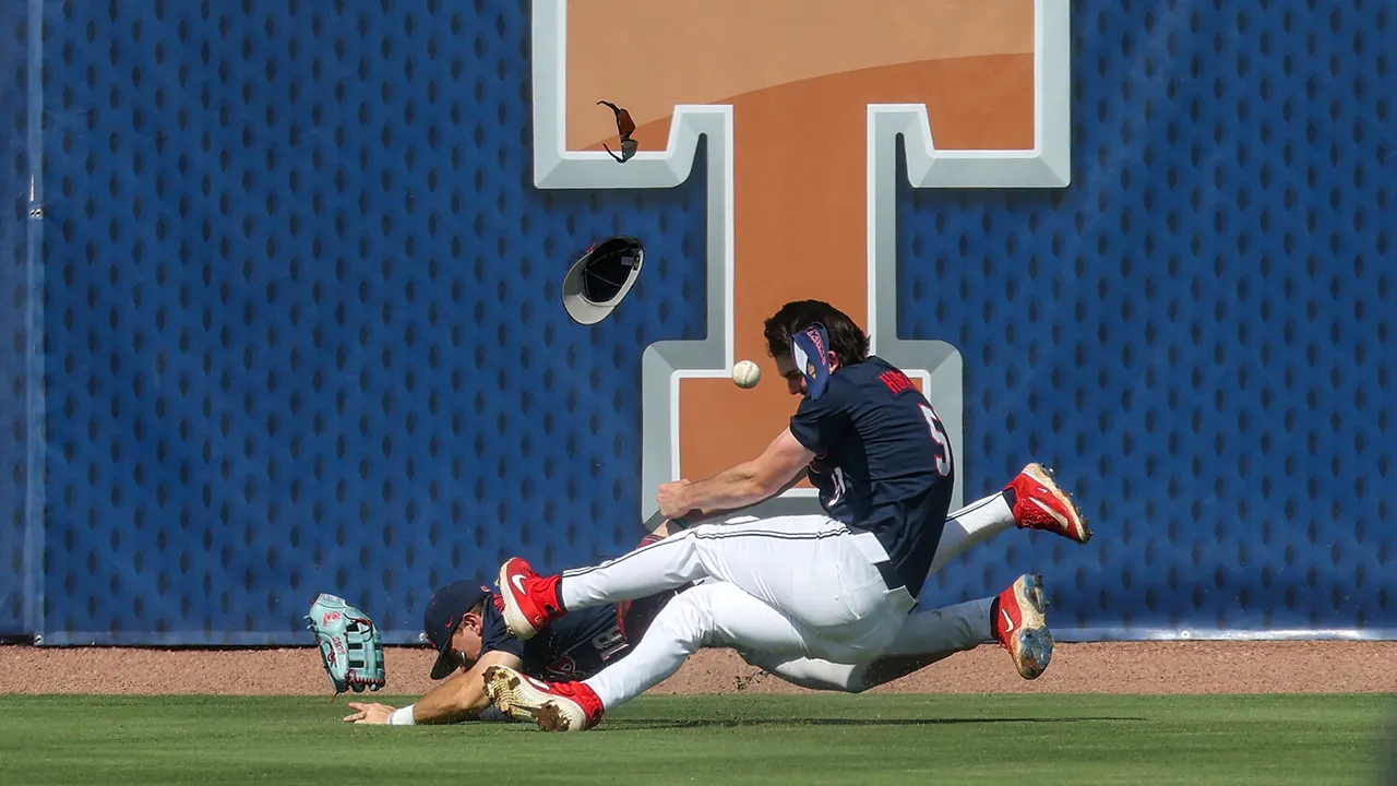 Ole Miss outfielders’ violent collision leads to Arkansas inside-the-park homer in SEC tournament