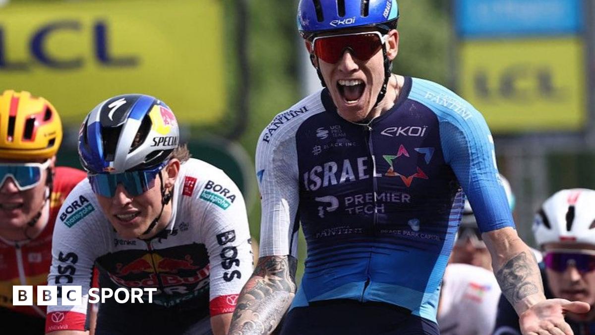 Dauphine: Jake Stewart wins stage 5 as Remco Evenepoel crashes