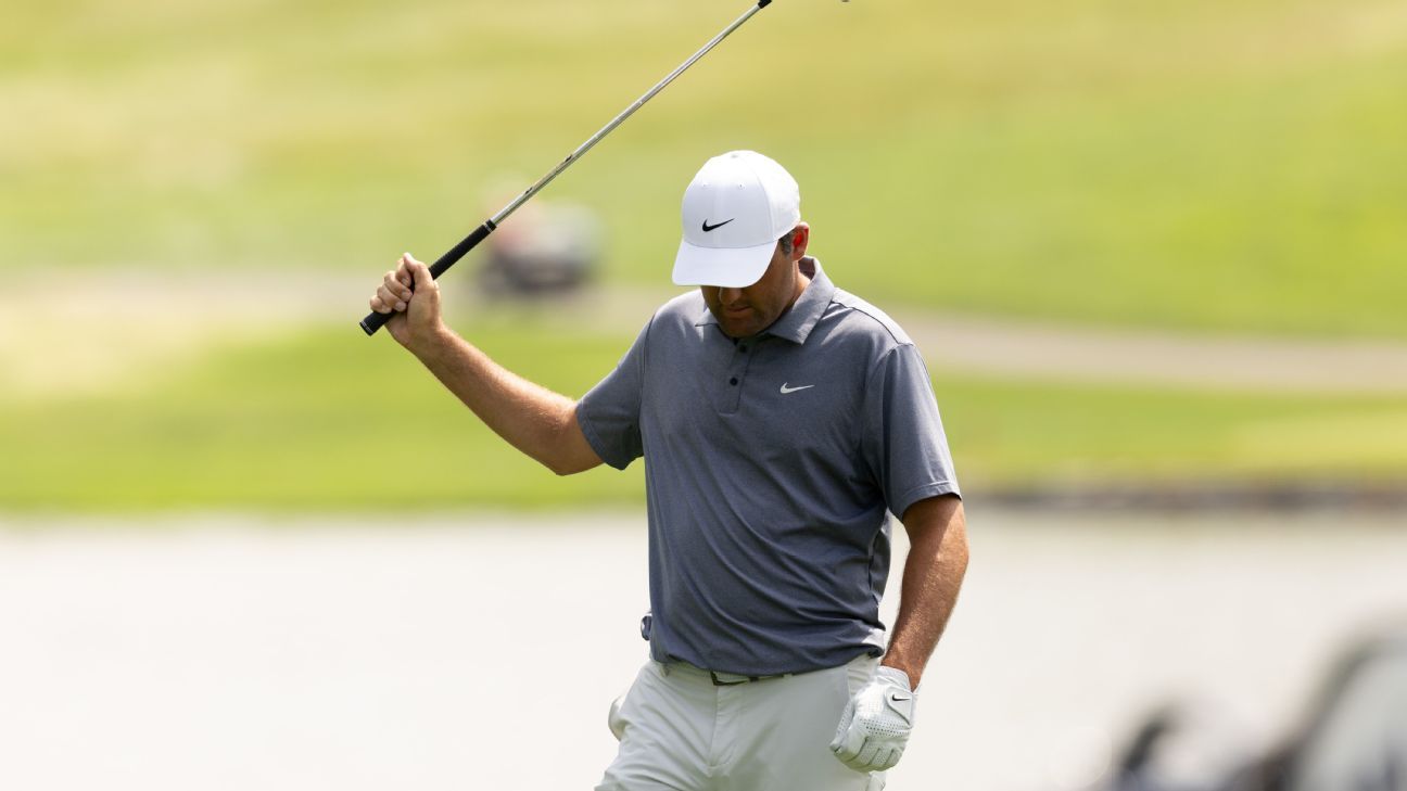Scheffler double-bogeys 17th, falls into 3-way Travelers lead