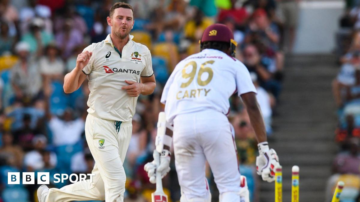West Indies vs Australia: Josh Hazlewood takes 5-43 as hosts lose 10 wickets in final session in Barbados