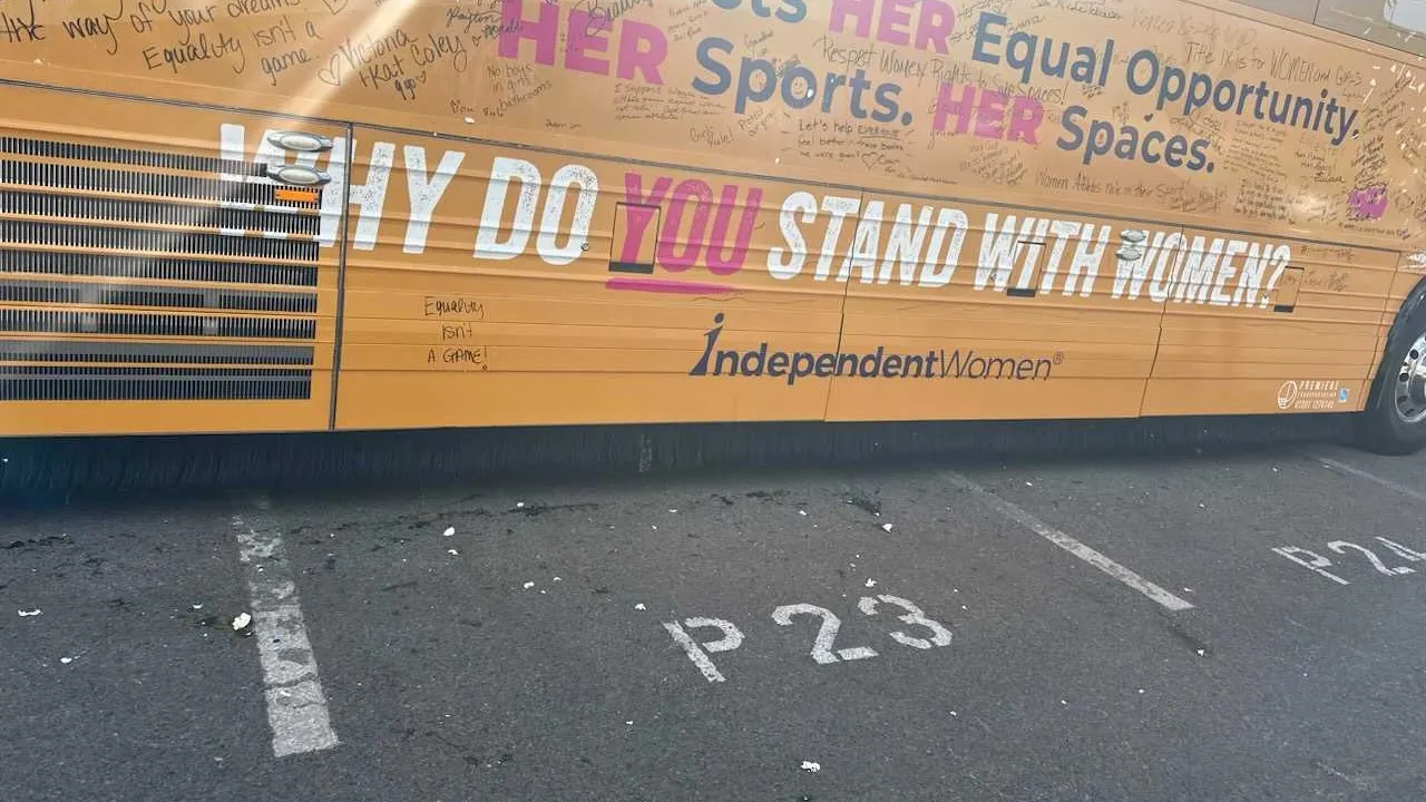 Independent Women’s Forum bus allegedly egged at Title IX event in Santa Fe