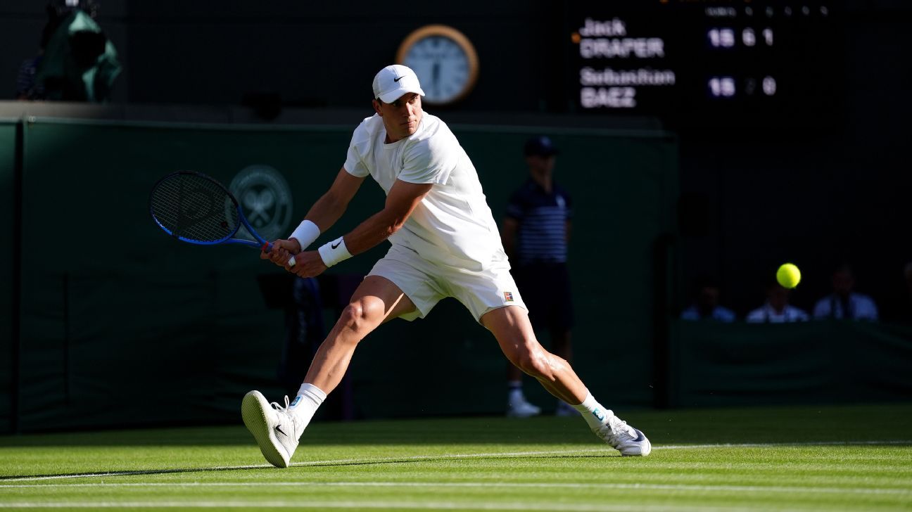 Wimbledon 2025: Impressive Draper progresses as Baez retires injured