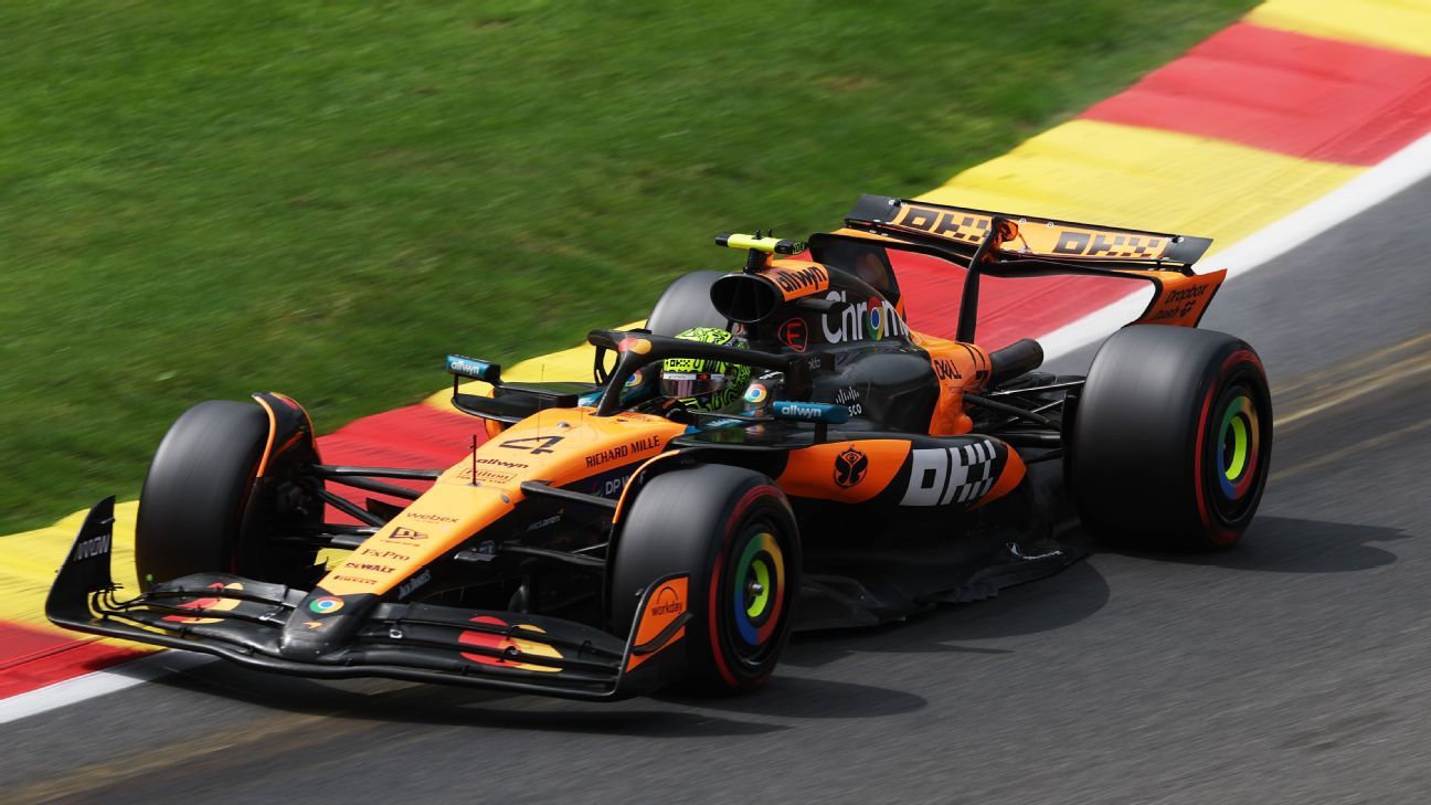 Belgian GP: Lando Norris leads McLaren one-two in Spa qualifying