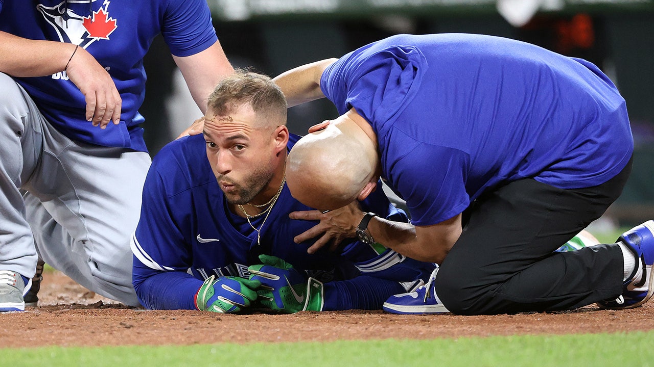 Blue Jays’ George Springer leaves game after getting hit in head with 96 mph pitch