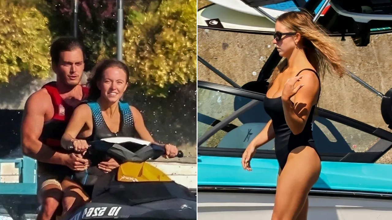Sydney Sweeney Jet Skied with a mystery man in a black swimsuit on lake