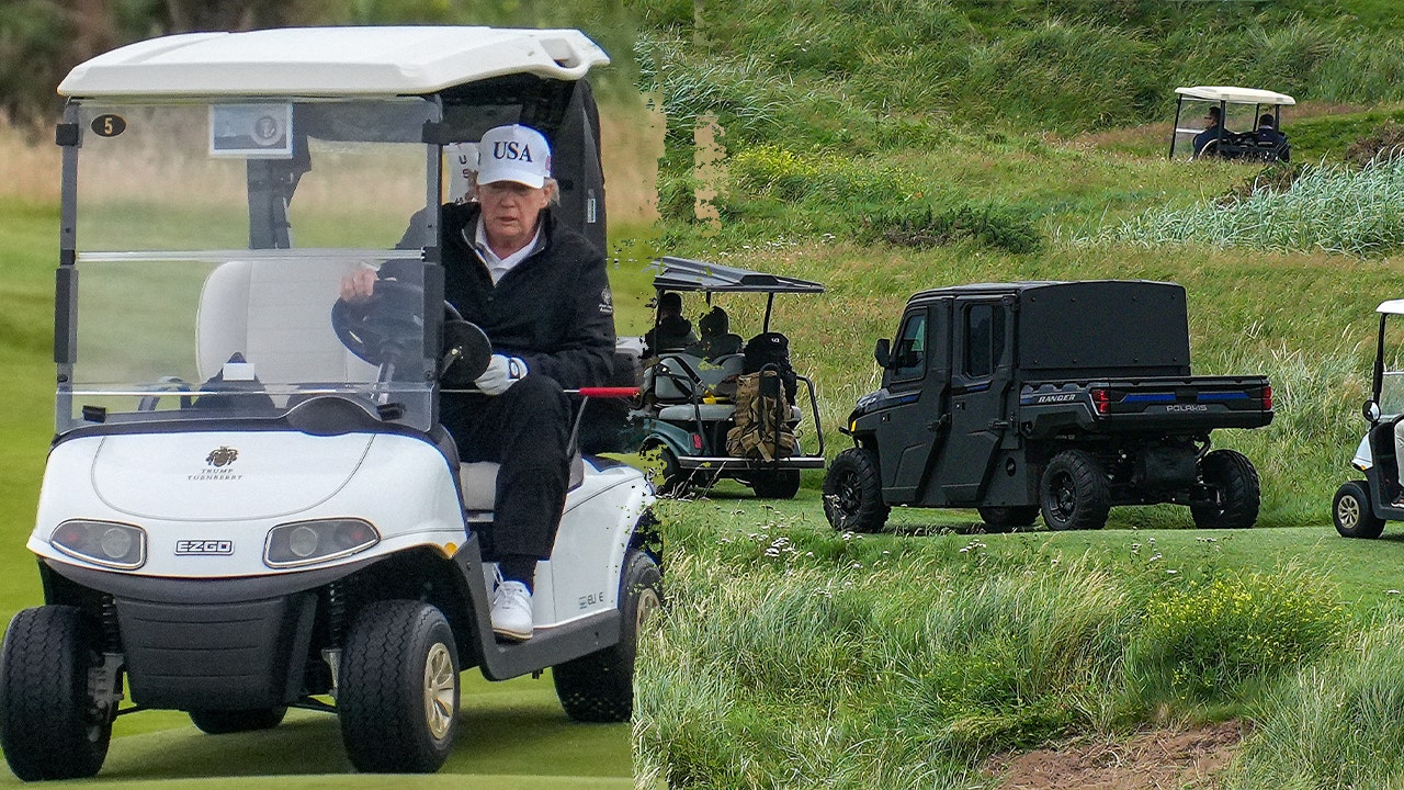 New armored ‘Golf Force One’ debuts during Trump’s Scotland golf outing