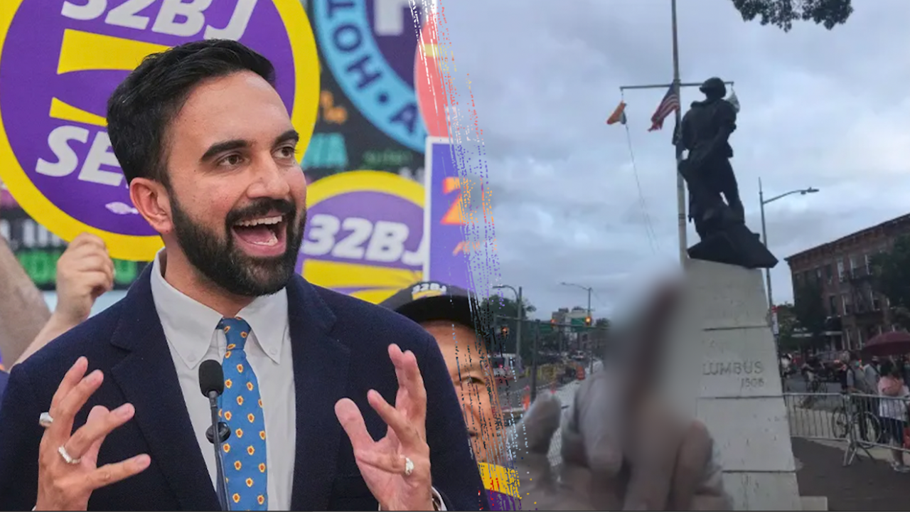 NYC mayoral candidate faces backlash for flipping off Columbus statue