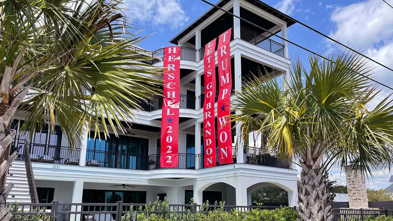 Man’s ‘Trump house’ goes viral on TikTok with massive pro-Trump banners