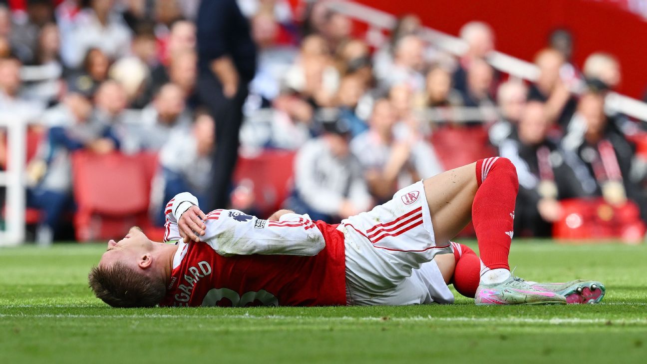 Arsenal’s Ødegaard injured again after tackle from teammate