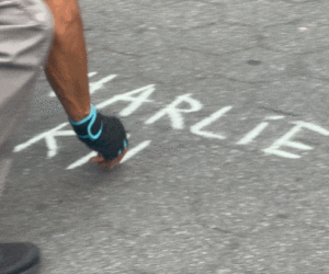 NYC street artist’s Charlie Kirk chalk spots honor memory, divide viewers