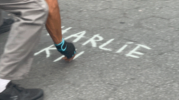 NYC street artist’s Charlie Kirk chalk spots honor memory, divide viewers