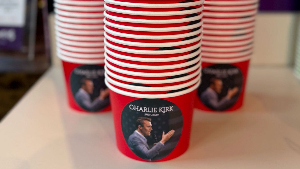 Idaho frozen yogurt shop honors Charlie Kirk with memorial stickers on its product cups