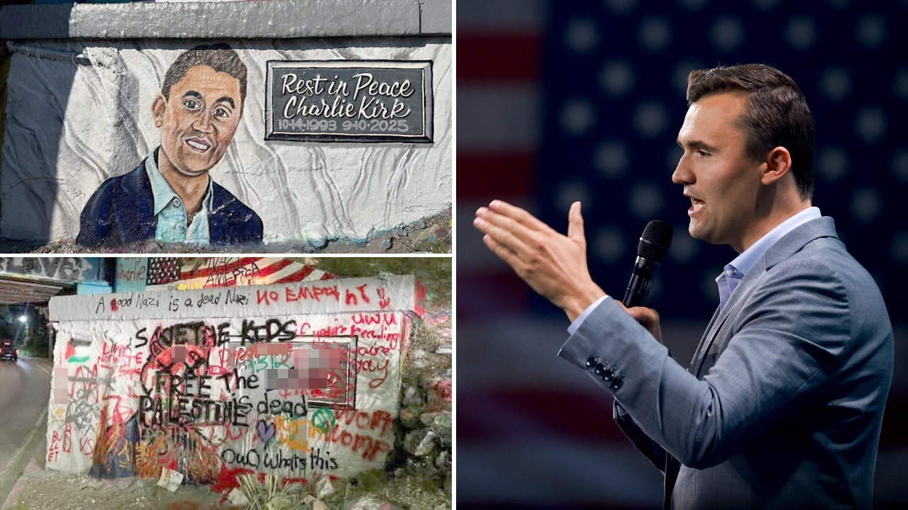 Young supporters restore defaced Charlie Kirk mural with Bible verses