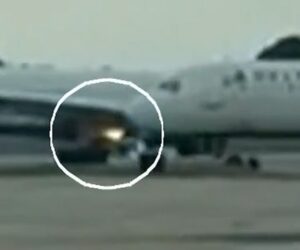 Delta plane engine catches fire on airport runway