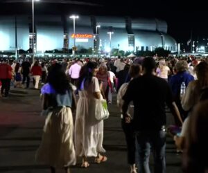 Attendees gather outside hours before Charlie Kirk’s memorial begins