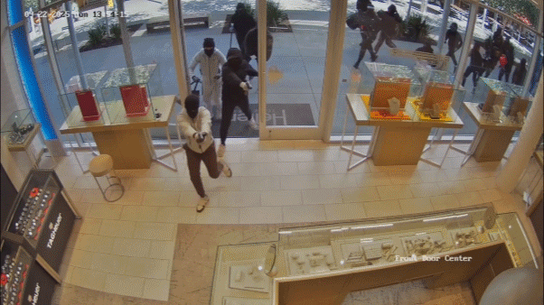 Armed mob caught on camera in smash and grab heist of California jewelry store