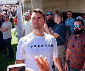 Massive crowd lines up for Charlie Kirk FREEDOM shirts at Penn State game