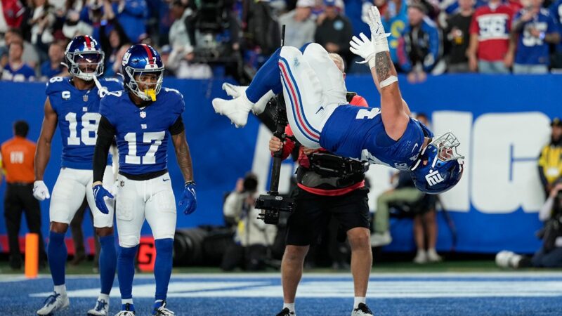 NFL news: Giants’ Cam Skattebo flips after first home TD
