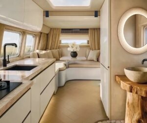 Luxury camper van offers apartment-style living with full kitchen and bathroom