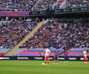 Barcelona match paused in protest against match in Miami
