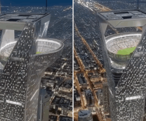 No, Saudi Arabia is not building a World Cup stadium on top of a skyscraper