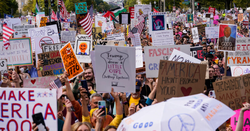 Democrats rally at No Kings to protest Trump — but many say they’re also unhappy with their own party