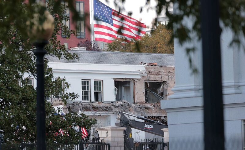 Part of White House Demolished in Trump Ballroom Construction