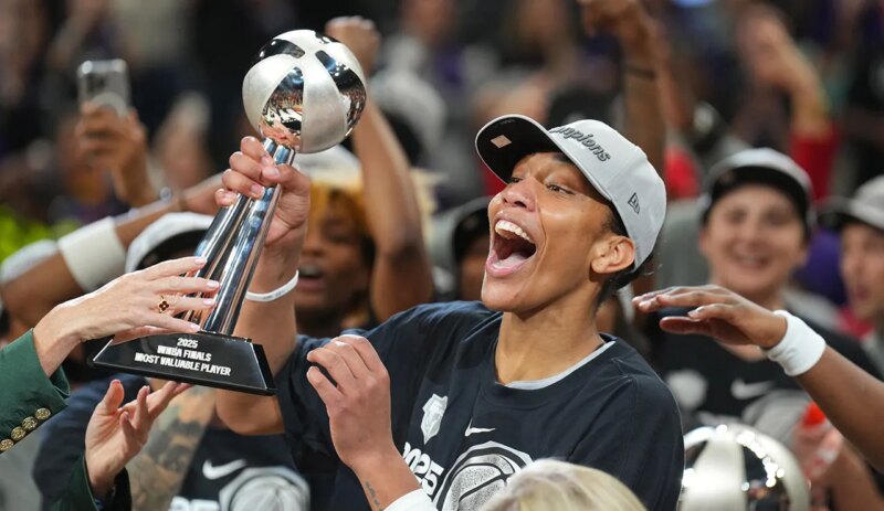 Bam Adebayo celebrates A’ja Wilson’s WNBA Finals win