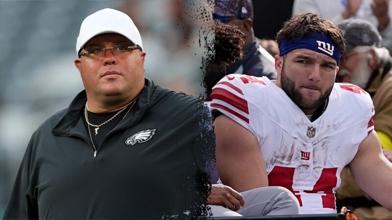 NFL news: Eagles’ ‘Big Dom’ DiSandro visits Giants’ Cam Skattebo with food