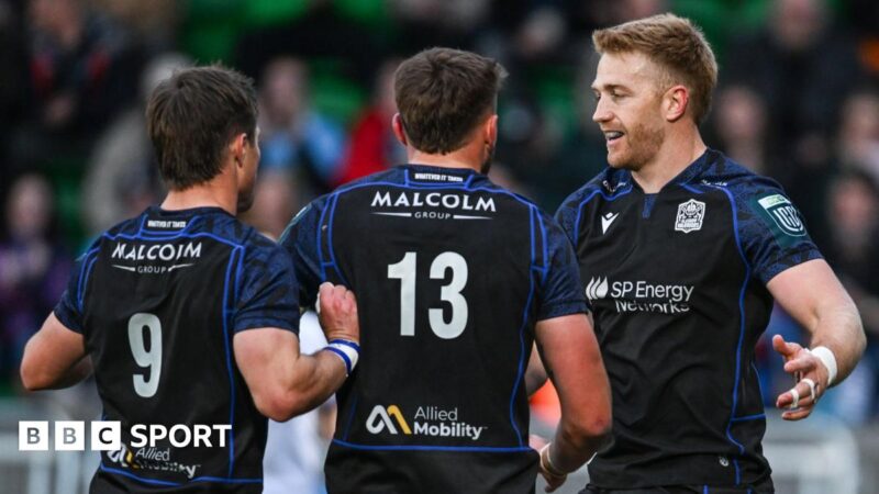 United Rugby Championship: Seven-try Glasgow cruise to victory over Dragons