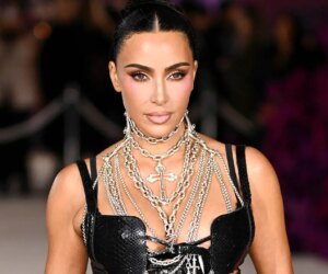 Kim Kardashian ditches face mask, shows off racy sheer dress in London