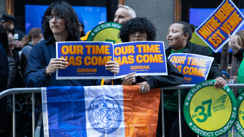 NYC mayoral candidates debate as supporters rally outside the venue