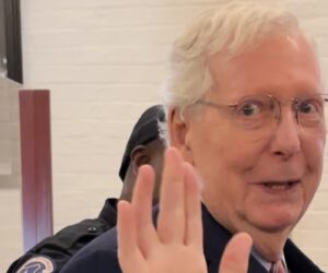 McConnell falls on his way to vote