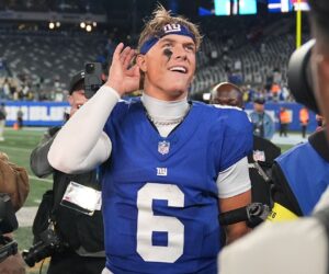 Jaxson Dart’s mom all smiles after Giants’ win