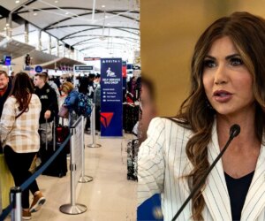Noem blasts Dems for government shutdown in new video played at every US airport