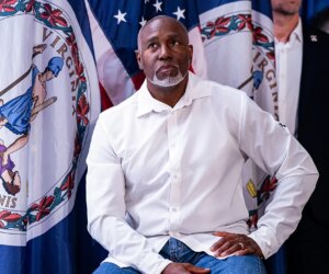 Virginia second gentleman rallies for GOP as wife stuck in redistricting