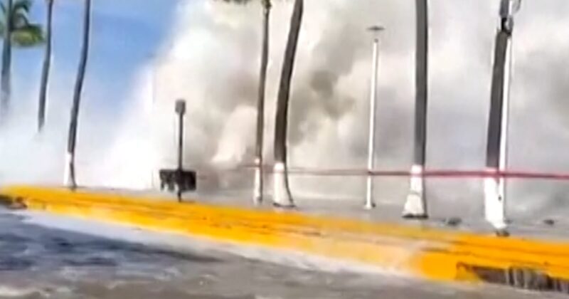Waves hit Puerto Vallarta as Hurricane Priscilla looms