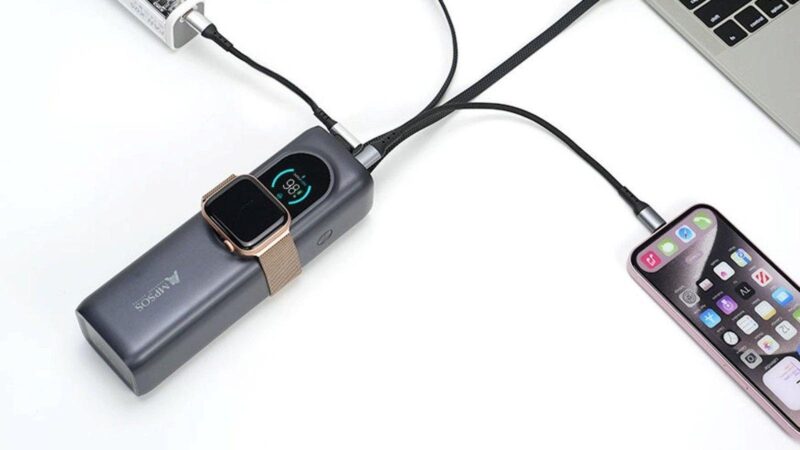 AMPSOS 5-In-1 Smart Charging Hub With Solar-Power Boost For Travelers And Off-Grid Use