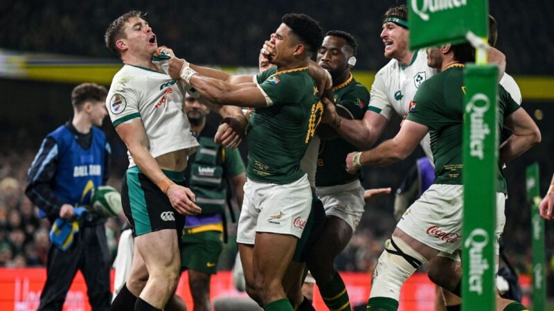 Cards, chaos and a challenge answered: South Africa remind Ireland of gap in bruising win