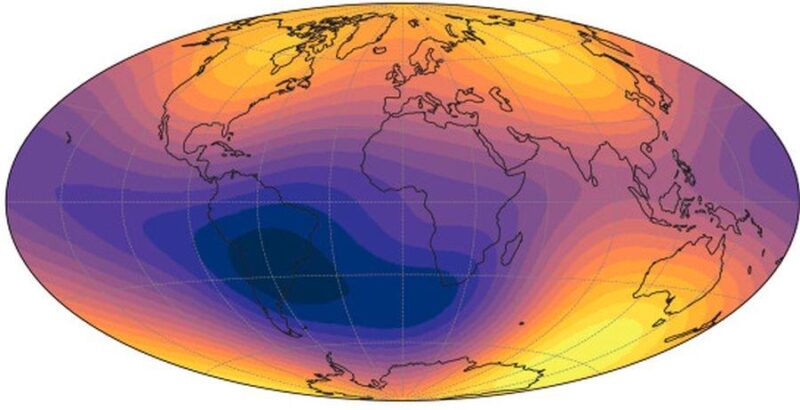 Earth’s Magnetic Field Is Weakening Over The Atlantic Ocean